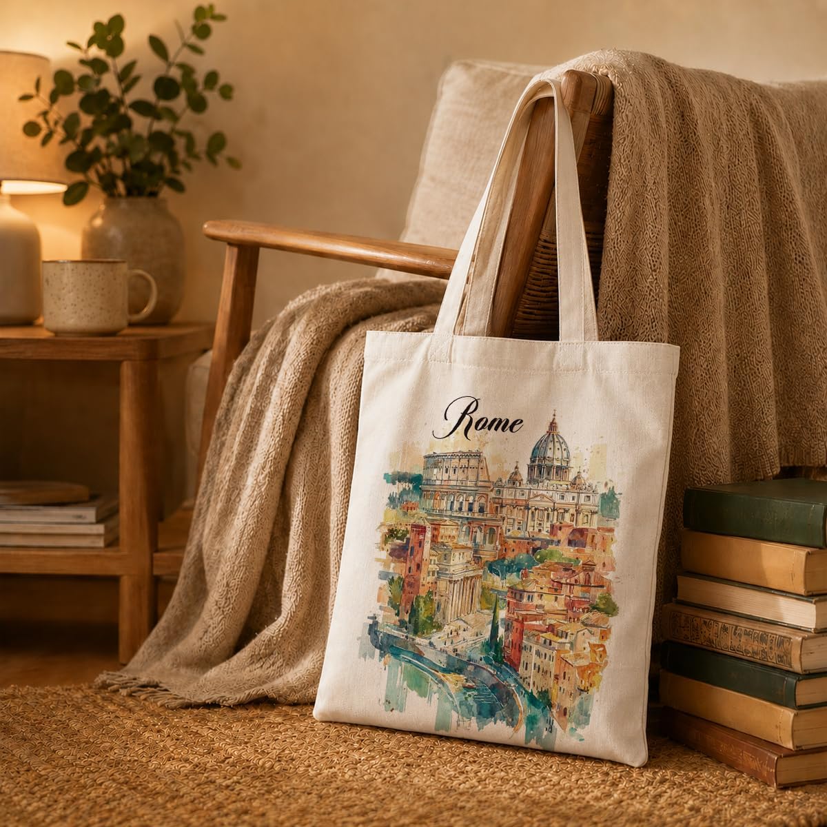 Travel Accessories Italy - حقيبة حمل قماشية مطبوعة بمناظر طبيعية