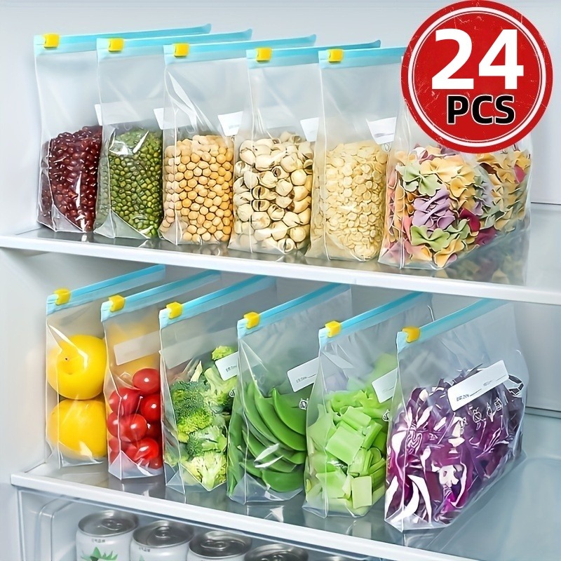 Reusable Zip Bag - 24 قطعة من أكياس تخزين الطعام