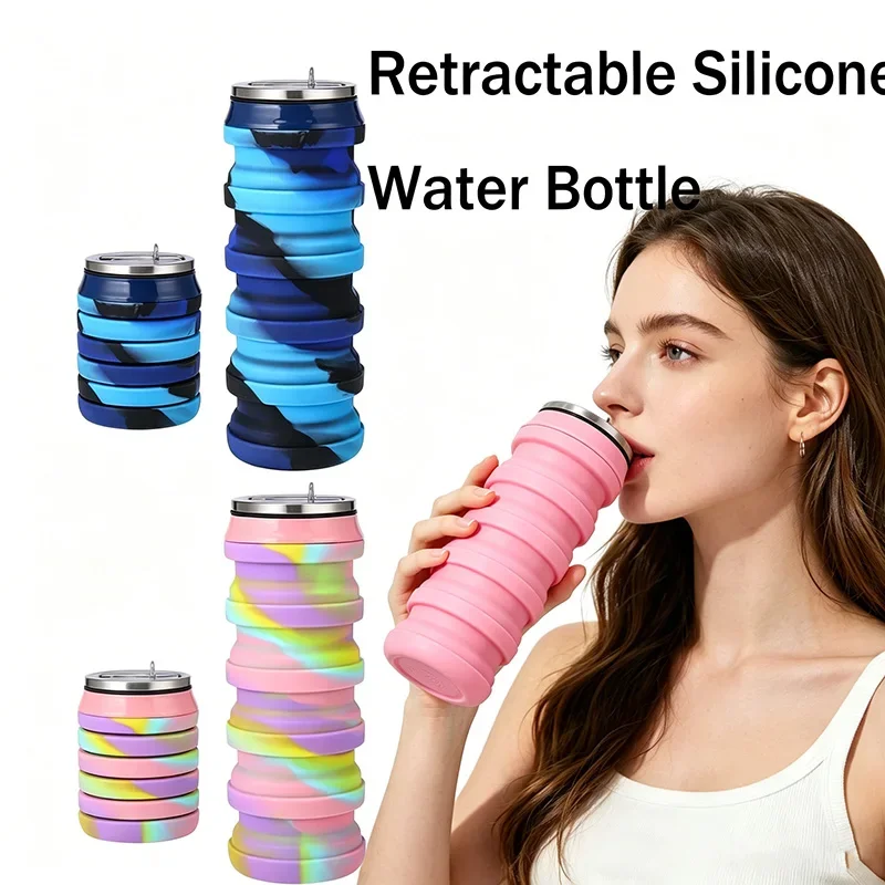 Water Bottle Collapsible - زجاجة ماء سيليكون قابلة للطي سعة