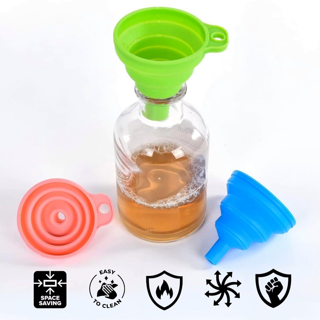 Water Bottle Collapsible - مجموعة قمع سيليكون قابلة للطي –