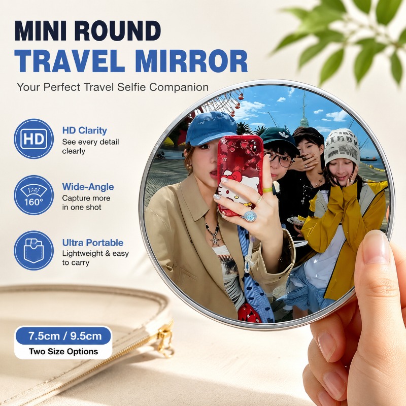 Travel Video Accessories - مرآة محدبة محمولة مستديرة للتصوير بزاوية
