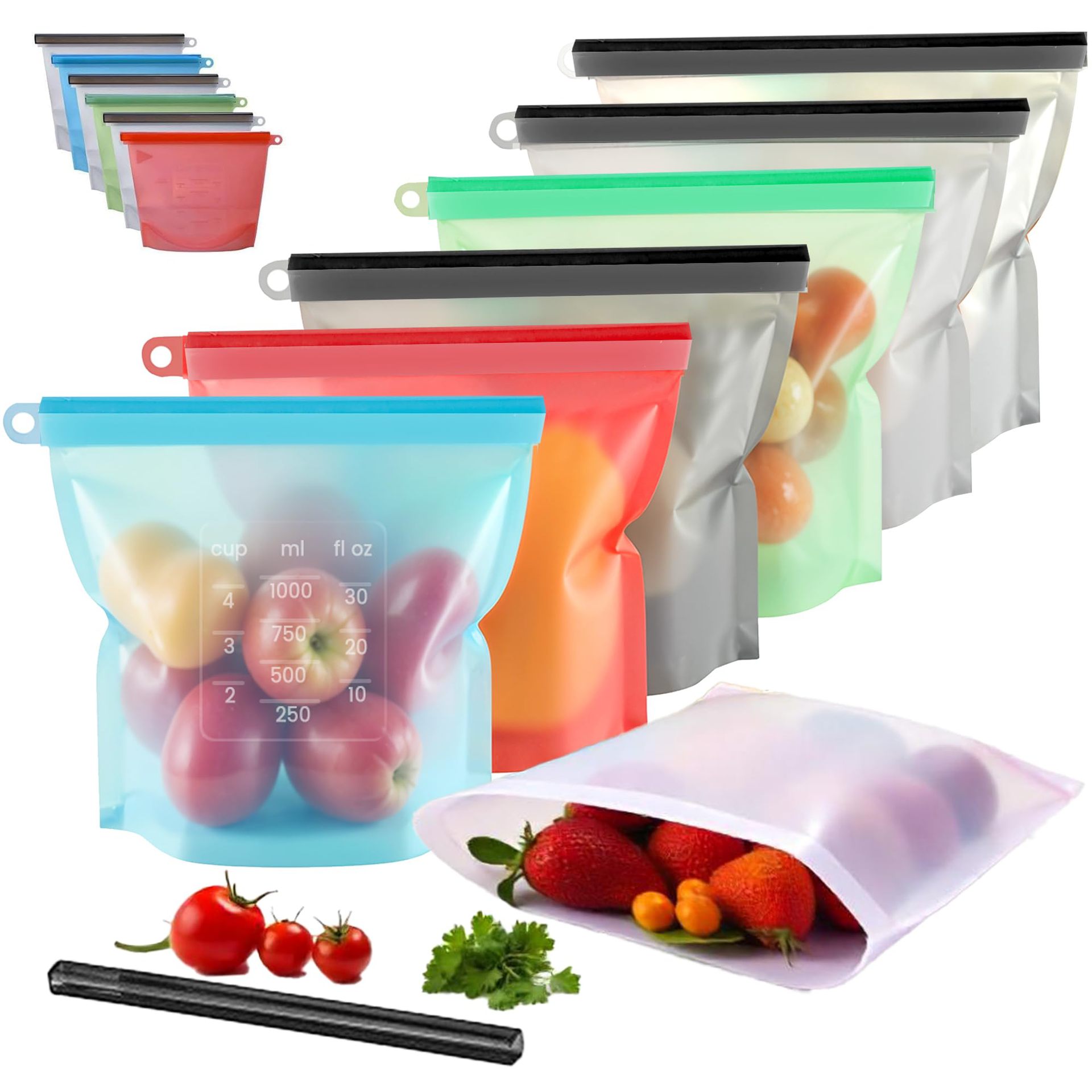5 قطعة حاويات تخزين المواد الغ - مراجعة Reusable Zip Bag وسعره